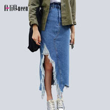 2020 verano otoño las mujeres coreanas Sexy Split agujero largo vaquero con fleco falda cintura alta Jeans Casual faldas Streetwear 2024 - compra barato