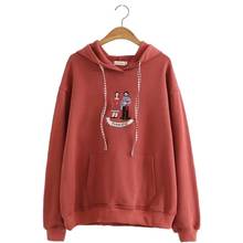Cartoon Embroidery Women Hoodies Sweatshirts Cotton Sudaderas Mujer 2021 Long Sleeve Pocket Drawstring Hooded Pullover Tracksuit 2024 - buy cheap