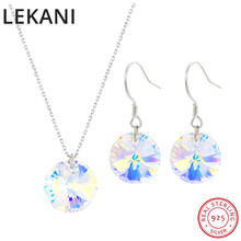 LEKANI Crystals From Swarovski Jewelry Sets For Women Wedding S925 Silver Round Pendant Necklace Drop Earrings Romantic Gifts 2024 - buy cheap