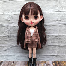 New Blyth Doll Clothes Retro Long Grid Coat and Skirt Business Suit for azone, licca,  Blyth Dress Suit for 1/6 Doll Accessories 2024 - buy cheap