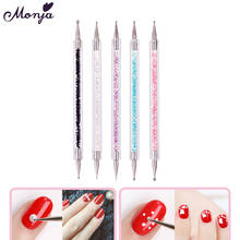 Monja 5 Pcs Dual End Nail Art Rhinestones Beads Picking Brush Pattern DIY Painting Drawing Carving Pen Manicure Dotting Tools 2024 - buy cheap