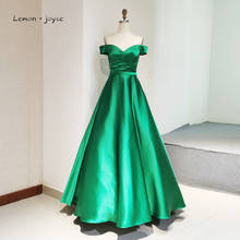 Lemon Joyce Green Prom Dresses 2021 Off The Shoulder Pleat A-Line Simple Prom Evening Gowns Plus Size 2024 - buy cheap