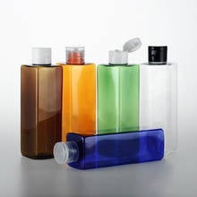 30pcs/lot 250ML ablate Flip top cap refillable bottle Bottles Transparent /green/blue/orange/brown Small Empty Square Bottle 2024 - buy cheap