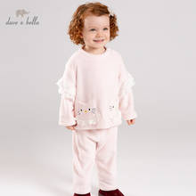 DB12186 dave bella/пижамный комплект для детей, осенняя домашняя одежда для маленьких девочек розовый костюм для сна с длинными рукавами для малышей 2024 - купить недорого
