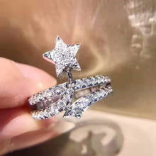 Anéis de cristal totalmente enrolados, estrela de cinco pontas, para mulheres, festa de noivado, casamento, joias, acessórios de mão, venda imperdível 2024 - compre barato