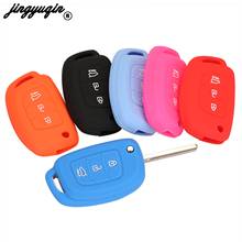 jingyuqin 3B Silicone Car Remote Flip Key Fob Shell Cover Case For Hyundai Creta I10 I20 Tucson Elantra Santa Fe 2016 2017 2018 2024 - buy cheap