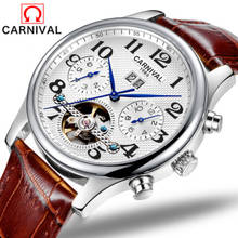Original CARNIVAL Watches Men Luxury Top Brand New Fashion Automatic Mechanical Male Wristwatch Tourbillon Design Week Calendar 2024 - buy cheap