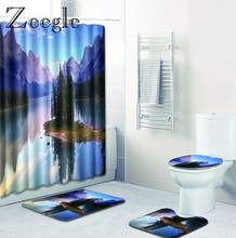 Zeegle banheiro cortina e tapete de banho conjunto anti deslizamento tapete de chuveiro do banheiro absorvente toalete pedestal tapete pé cortina à prova dwaterproof água 2024 - compre barato