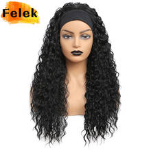 Headband Wig Water Wave Long Hair Synthetic Wigs For Black Women Natural Scarf Glueless Curly High Density Temperature Fibre Wig 2024 - buy cheap