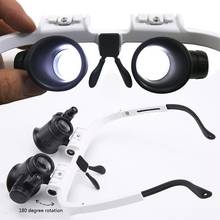 8x 15x 23x Double Eye Loupe Head Wearing Repair Jeweler Watch Clock Magnifier Illuminated Magnifying Glass With LED Light 2024 - buy cheap