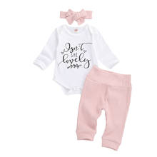 3 Pieces Newborn Baby Girl Clothes Knitting Long sleeve Bodysuit Romper Buttons Bowknot Headband Outfits 0-18 Months 2024 - buy cheap