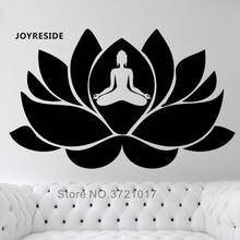 Joylog-adesivo de parede com flores de lótus, decalque de parede para casa decoração religiosa em vinil, silhueta de lótus wm127 2024 - compre barato