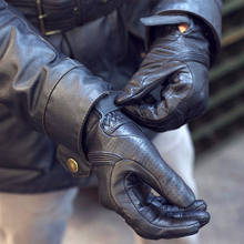 R-guantes de moto de cuero genuino para hombre, manoplas transpirables de dedo completo, a prueba de viento, para cuatro estaciones 2024 - compra barato