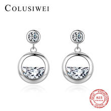 Colusiwei Classic Design 925 Sterling Silver Clear CZ Double Round Circle Drop Earring for Women Dangle Earring Wedding Jewelry 2024 - buy cheap