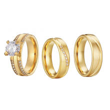 Conjunto de anillos de compromiso de alta calidad para hombre y mujer, 3 unidades, para parejas, parejas, amantes, Alianza, regalo de aniversario de matrimonio, 2021 2024 - compra barato