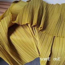 Stiff Pleated Fabric Dark Yellow Miyake Folds DIY Art Painting Wedding Decor Patchwork Pant Skirt Dress Clothing Designer Fabric 2024 - buy cheap