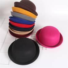 Simple Fashion Parent-child Bowler Hat Fake Wool Fedora Hats for Women  Girls Children Solid Cat Ear Formal Cap 2024 - buy cheap