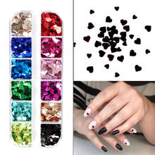 12 Grids Nail Art Sequins Sweet Love Mixed size  Hearts Shaped Glitter Flakes Nail Decorations Accessories  Manicure Design 2024 - buy cheap