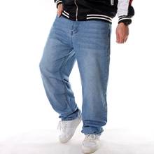 Светильник, синие джинсы большого размера, мужские свободные повседневные мужские джинсы в стиле хип-хоп, хип-хоп, уличная одежда, хип-хоп брюки, штаны для скейтборда, W811 2024 - купить недорого