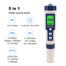 Medidor de calidad del agua 5 en 1, TDS/EC/PH/salinidad/temperatura, Monitor probador para piscinas, agua potable, acuarios, EZ-9909 2024 - compra barato