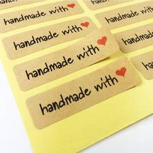 100 Pcs/lot 'Hand made with' Heart Kraft Paper Seal Stickers For Handmade Products Diy Bakery Packsge Label Adhesive Stickers 2024 - buy cheap