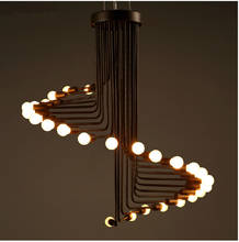 Lámpara de techo colgante espiral de hierro forjado, accesorio de iluminación Led para Bar, comedor, Estilo Vintage, americano, negro 2024 - compra barato