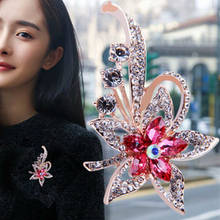 Flower Brooches Crystal Brooch Corsage For Women Wedding Rhinestone Bouquet Bijoux Suit Shirt Collar Pins Clothing Accessories 2024 - buy cheap