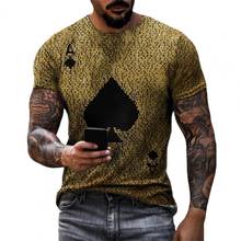 2021 Playing Cards Diamond Square Print T-shirt Men's Summer Casual Short Sleeve Pullover Loose O-Neck Tops Mens Tee Streetwear 2024 - buy cheap