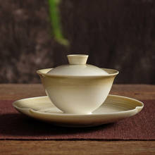 Xícara de chá vegetal azeite cerâmico, três tampas, jingdezhen, único conjunto de chá kung fu, grande copo de chá, taça de torrar 2024 - compre barato