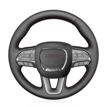 Mão costurar preto capa de volante de couro genuíno para dodge challenger dodge carregador 2015-2021 dodge durango 2018 2019-2021 2024 - compre barato