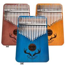 Kalimba em mogno com 17 teclas, instrumento musical, com aprendizado, livro, martelo 2024 - compre barato