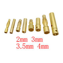 10 pares bala banana plug 2mm 3mm 3.5mm 4mm bala fêmea conectores masculinos banhado a ouro cobre rc bateria peças cabeça 2024 - compre barato