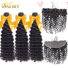 ALI BFF Hair Deep Wave Bundles With Frontal Brazilian Hair Lace Frontal Closure With Bundle Remy Human Hair Bundles With Frontal 2024 - buy cheap