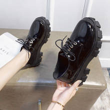 COOTELILI-zapatos de tacón medio para mujer, calzado de plataforma de cuero PU, informales, color negro, básicos, con cordones 2024 - compra barato