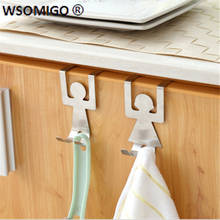 WSOMIGO 2pc Stainless Steel Lovers Shaped Hooks Up Cartoon Kitchen Holder Gadget Hanger Humanoid Door Hook Kitchen Accessories-S 2024 - buy cheap
