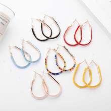 Bohemia Handmade Colorful Bead Geometric Hoop Earrings For Women Earrings 2021 Trend Vintage Warterdrop Earrings Female Jewelry 2024 - buy cheap