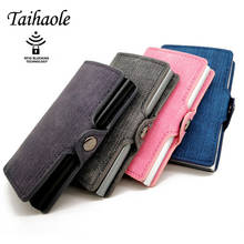 Taihaole Mini Wallet Anti-theft Card Holder Smart Slim RFID Ladies Card Case Unisex Vintage Solid Money Bag Dropshipping 2024 - buy cheap