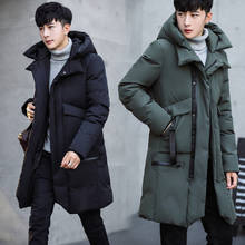 Fashion Parka Men Winter Men Hooded Jacket Long Jacket Coat New Solid Color Parkas Cotton-Padded Youth Clothing Overcoat 2024 - buy cheap