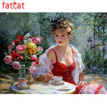 FATCAT 5d DIY Diamond Painting Garden Beauty Coffee Full Square Round Diamond Embroidery Sale Mosaic Abstract Needlework AE1443 2024 - buy cheap