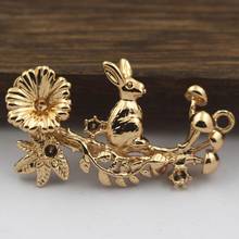 20pcs Brass Casted Leaf Branch Flowers Rabbit Charms Connectors Quality Gold Color Women Bridal Wedding Jewelry Accessories 2024 - buy cheap