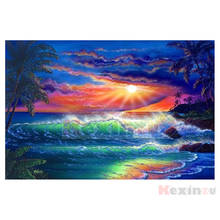 Kexinzu pintura "onda", faça você mesmo, quadrado, redondo, broca, bordado, ponto cruz 3d, decoração, presente, ke10a 2024 - compre barato