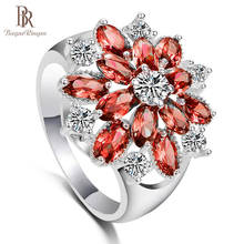 Bague Ringen, 925 пробы, серебряное женское кольцо в форме цветка, циркон, Овальный драгоценный камень, женские вечерние ювелирные изделия из серебра, подарок, размер 6-10 2024 - купить недорого