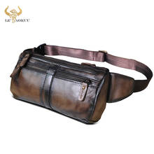 Natural Leather men Vintage Coffee Travel Crossbody Bag Design Fanny Waist Belt Bag Sling Chest Pack Phone Case 811-49 2024 - buy cheap
