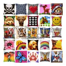 Rainbow skull cat dog owl Latch Hook Pillow Kits DIY Segment Embroidery Materials Package Coarse Pillow Cross Stitch knooppakket 2024 - buy cheap