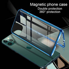 Funda magnética de adsorción de Metal para iPhone, carcasa de cristal de doble cara para iPhone 12, 11 Pro, XS Max, 7, 8, 6, 6s Plus, X, XR, SE 2024 - compra barato