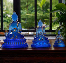 Vidrio de métodos antiguos, Buda farmacéutico, Buda de tres tesoros, Buda ligero de vidrio farmacéutico Tántrico, suministros budistas 2024 - compra barato