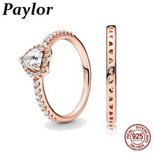 Paylor New 925 Sterling Silver Ring Sparkling Elevated Heart Ring Original Women Rings Engagement Rings Women Jewelry Making 2024 - buy cheap
