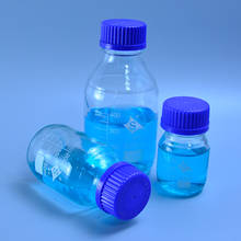 250ml Graduated Round Glass Reagent Bottle Blue Screw Cap Screw On Cover Graduation Sample Vials Plastic Lid 2024 - buy cheap