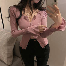 Spring Autumn Sexy Zipper Knitted Sweater Pullover Women Slim Long Sleeve Sweaters Female Fashion Knitwear Ladies Tops Jumper 2024 - buy cheap