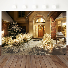 Christmas Theme Backdrops House Snow Street Light Tree Warm Light Garland Photography Background For Photo Studio 2024 - buy cheap